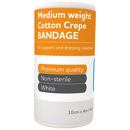 Cotton Crepe Bandage Medium Weight 10cm x 4m - EACH - Dynamic First Aid