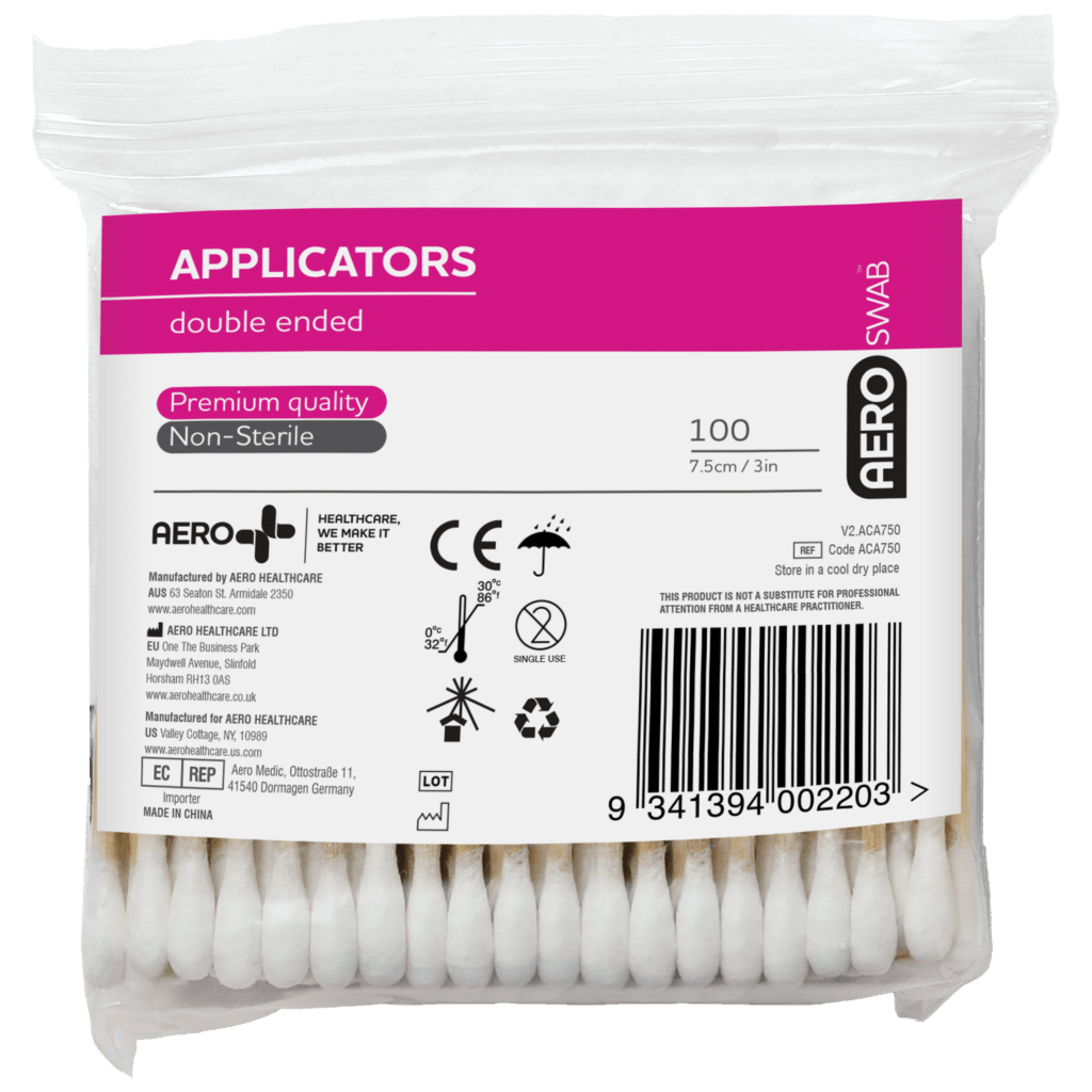 Double End Cotton Tip Applicator 7.5cm - PACK - 100 - Dynamic First Aid