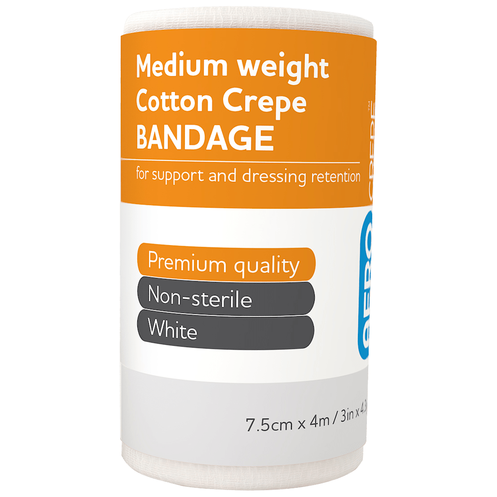 Cotton Crepe Bandage Medium Weight 7.5cm x 4m - EACH - Dynamic First Aid