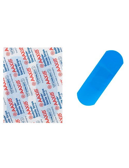 Extra Wide Strip Metal Detectable 7.2cm x 2.5cm - PACK - 100 - Blue - Dynamic First Aid