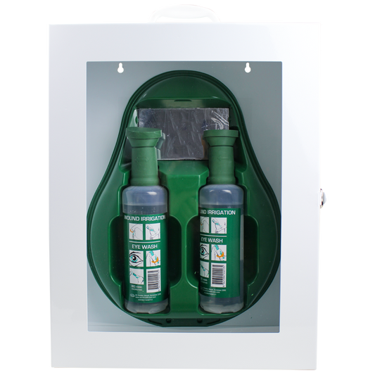 Drop Eyewash Station in Metal Cabinet with Perspex Front (2 x 500mL bottles) - EACH