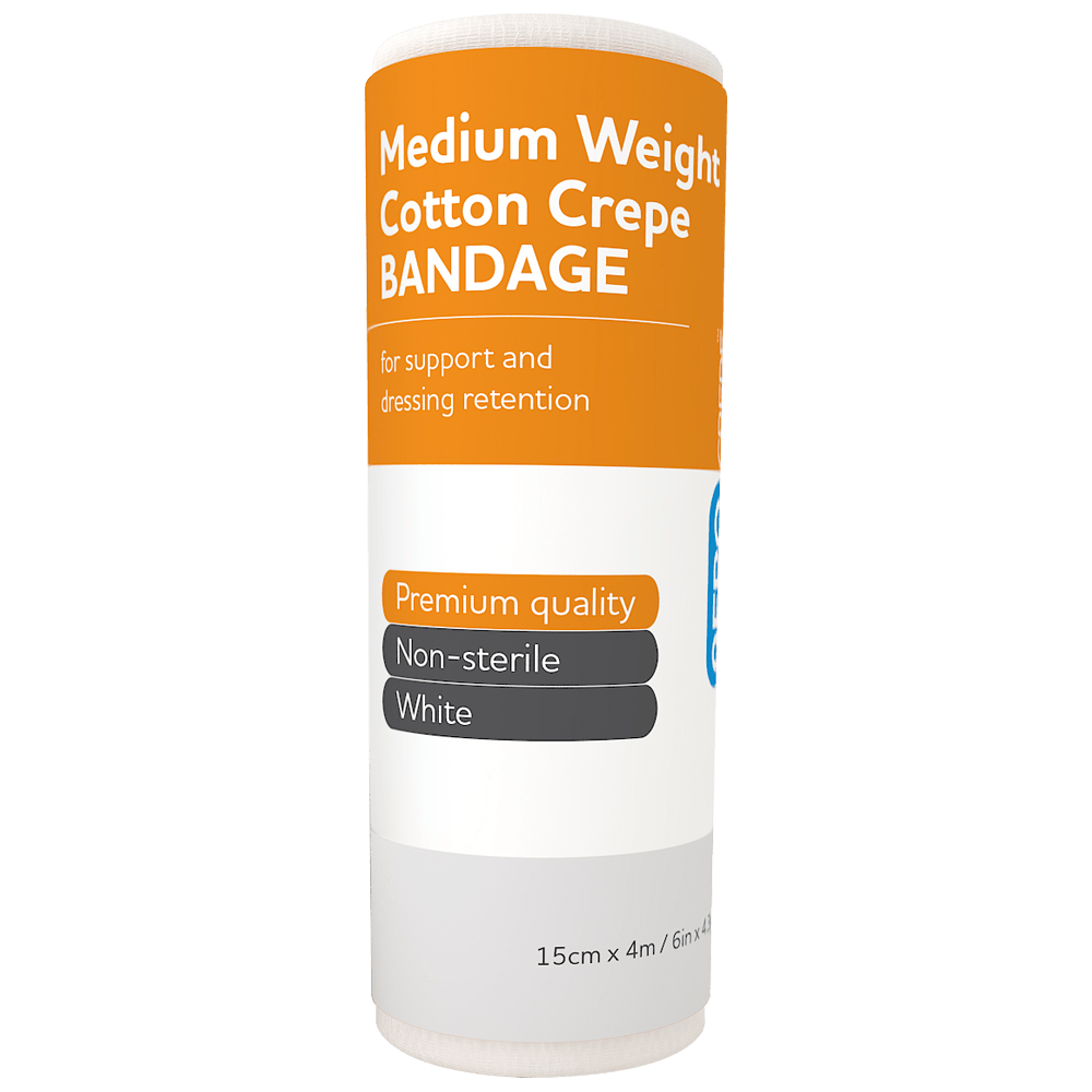 Cotton Crepe Bandage Medium Weight 15cm x 4m - EACH - Dynamic First Aid
