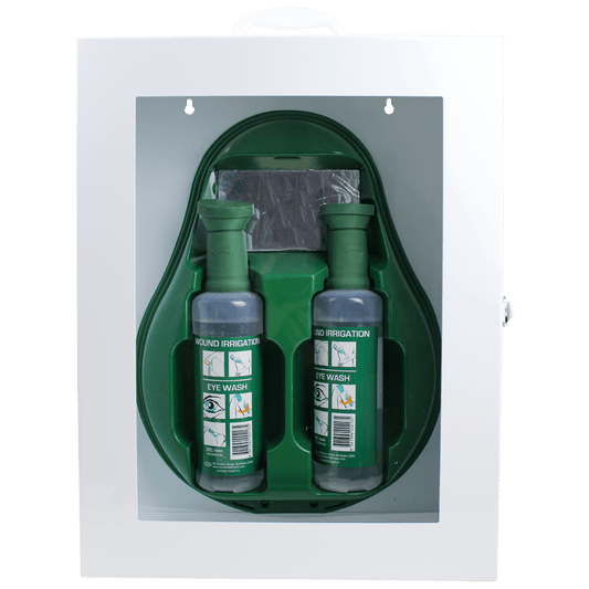 Drop Eyewash Station in Metal Cabinet with Perspex Front (2 x 500mL bottles) - EACH - Dynamic First Aid