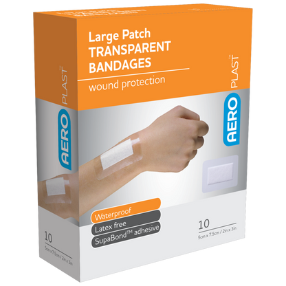 Large Patch Transparent Bandage 7.5cm x 5cm - BOX-10