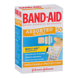 Band-Aid Plastic Strips Assorted Dressings - PACK-50