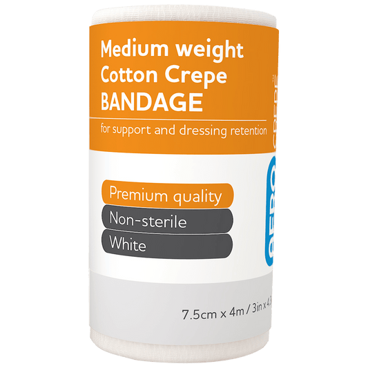 Cotton Crepe Bandage Medium Weight 7.5cm x 4m - EACH - Dynamic First Aid
