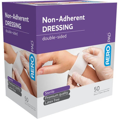 Non Adherent Dressing Pad 7.5cm x 5cm - PACK - 50 - Dynamic First Aid