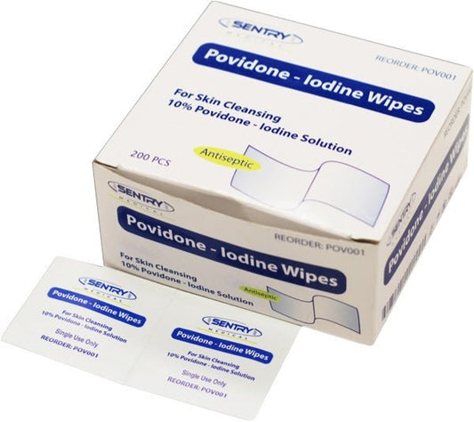 Povidone Iodine Swab Wipes 30x30mm - PACK - 200 - Dynamic First Aid