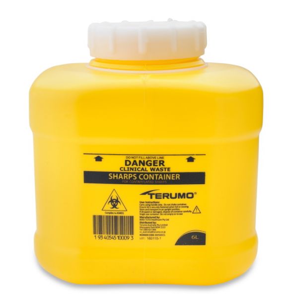 Sharps Disposal Container 6L Screw Top - EACH - Dynamic First Aid